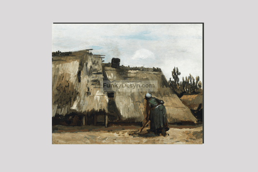 A Peasant Woman Digging In Front Of Her Cottage (C.1885) By Vincent Van Gogh. 16X20 Inches/ Wrapped