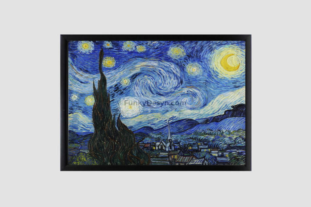 The Starry Night (1889) By Vincent Van Gogh 8.3X11.7 Inches/ Black Framed Poster