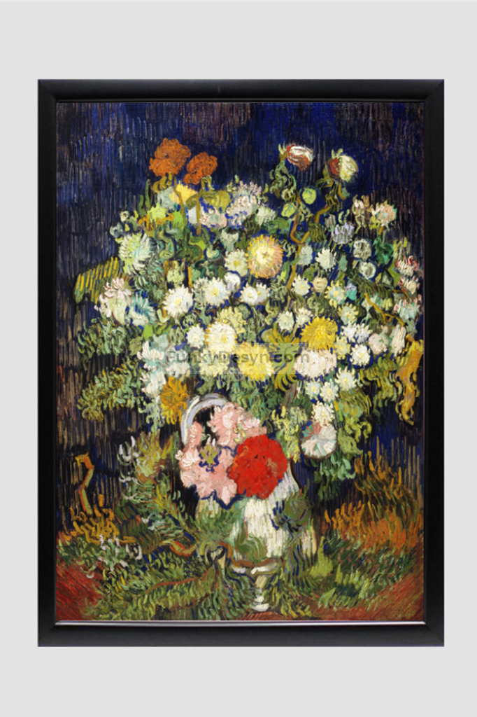 Bouquet Of Flowers In A Vase (1890) By Vincent Van Gogh 11.7X16.54 Inches/ Black Framed Poster