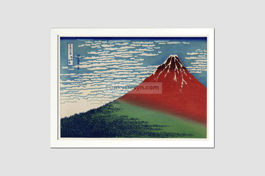 Katsushika Hokusai's Fine Wind, Clear Morning (1760-1849), a famous traditional Japanese Ukyio-e style illustration of Mount Fuji