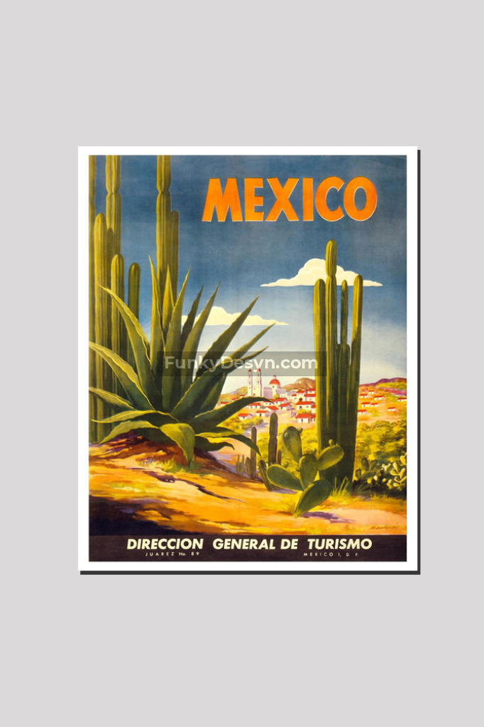 Direccion General De Turismo - Mexico Vintage Travel Poster 16X20 Inches/ Wrapped Canvas Decor