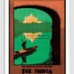Visit India Vintage Lucknow Travel Poster 11.7X16.54 Inches/ White Framed Decor