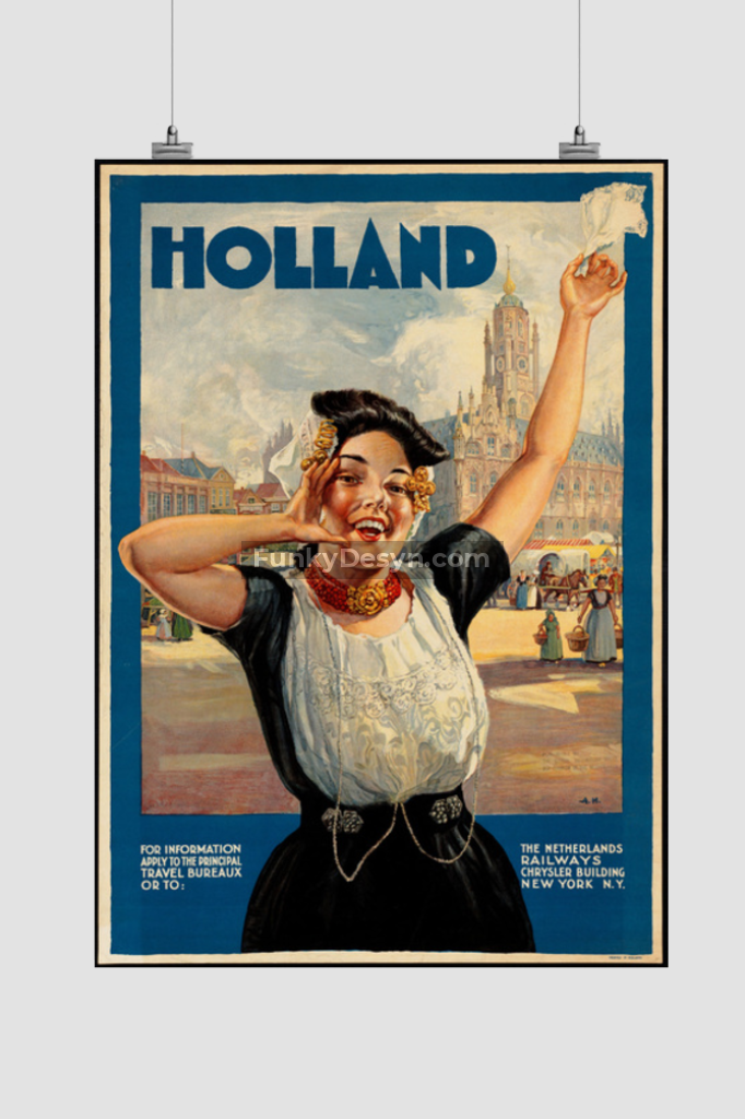 Holland Tourism Vintage Poster 11.7X16.54 Inches/ Rolled Decor