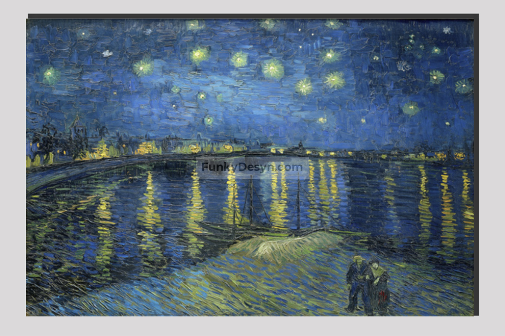 Vincent Van Goghs Starry Night Over The Rhone (1888) Famous Landscape Painting 20X30 Inches/ Wrapped