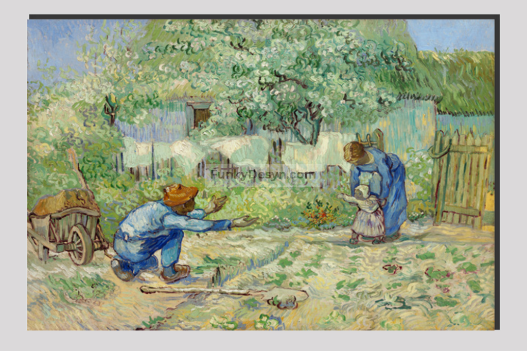 First Steps After Millet (1890) By Vincent Van Gogh. 20X30 Inches/ Wrapped Canvas