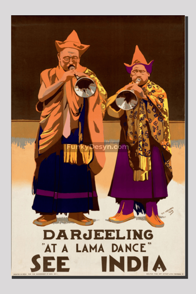 See India Vintage Darjeeling Tourism Poster 20X30 Inches/ Wrapped Canvas Decor