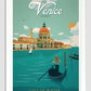 Venice Vintage Travel Poster 11.7X16.54 Inches/ White Framed Decor
