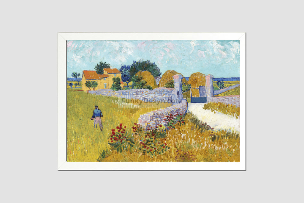 Farmhouse In Provence (1888) By Vincent Van Gogh. 8.3X11.7 Inches/ White Framed Poster