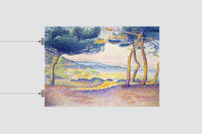 Pines Along the Shore (1896) painting in high resolution by Henri-Edmond Cross.