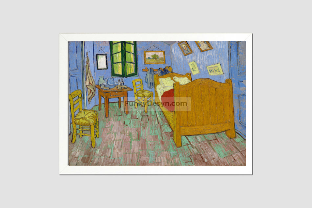 The Bedroom (1889) By Vincent Van Gogh. 8.3X11.7 Inches/ White Framed Poster