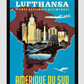 1958 Lufthansa South America Travel Poster 11.7X16.54 Inches/ Black Framed Decor