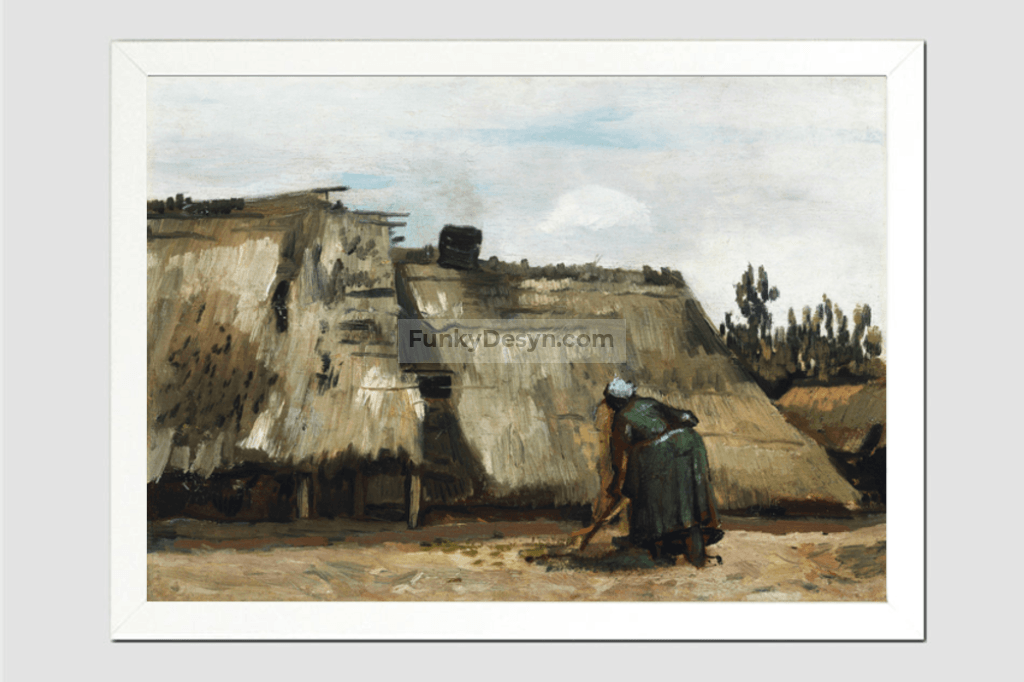 A Peasant Woman Digging In Front Of Her Cottage (C.1885) By Vincent Van Gogh. 11.7X16.54 Inches/