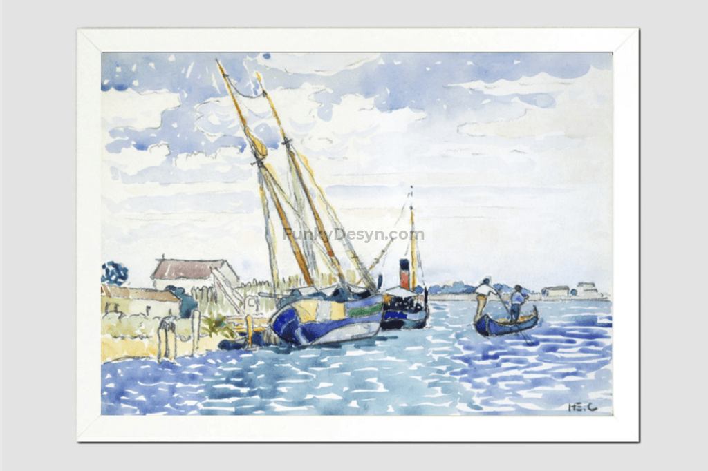 Marine Scene (Boats near Venice) (1903) painting by Henri-Edmond Cross.