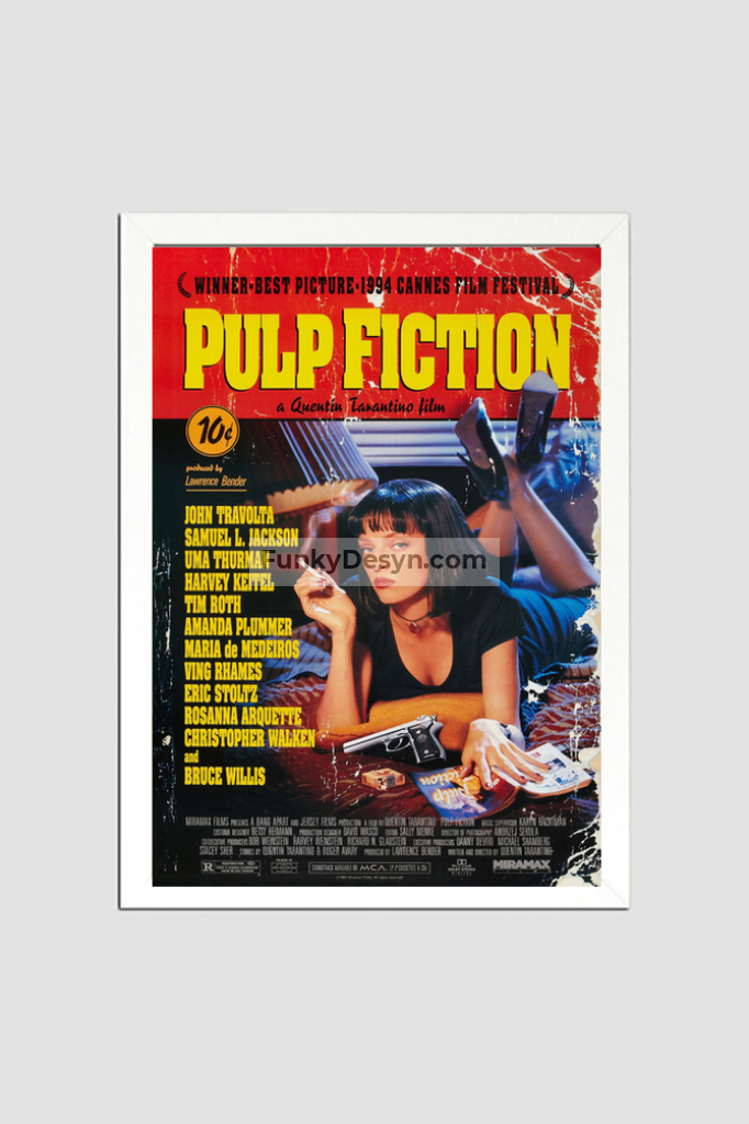Pulp Fiction - 1994 8.3X11.7 Inches/ White Framed Poster Decor