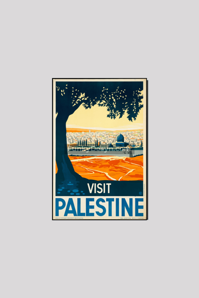 Visit Palestine Vintage Poster 8X12 Inches/ Wrapped Canvas Decor