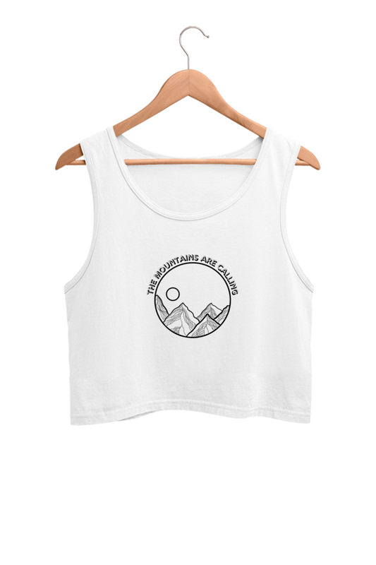 Black and White Mountains Circle  - Crop Tank