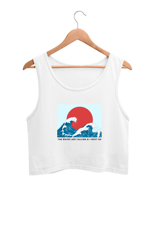 Aesthetic Japanese Waves Typography & Quote Crop Tank Top