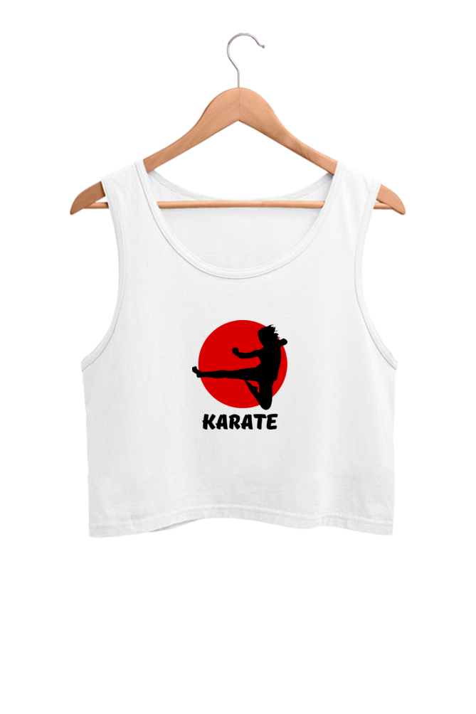 Red And Black Simple Karate Crop Tank Top