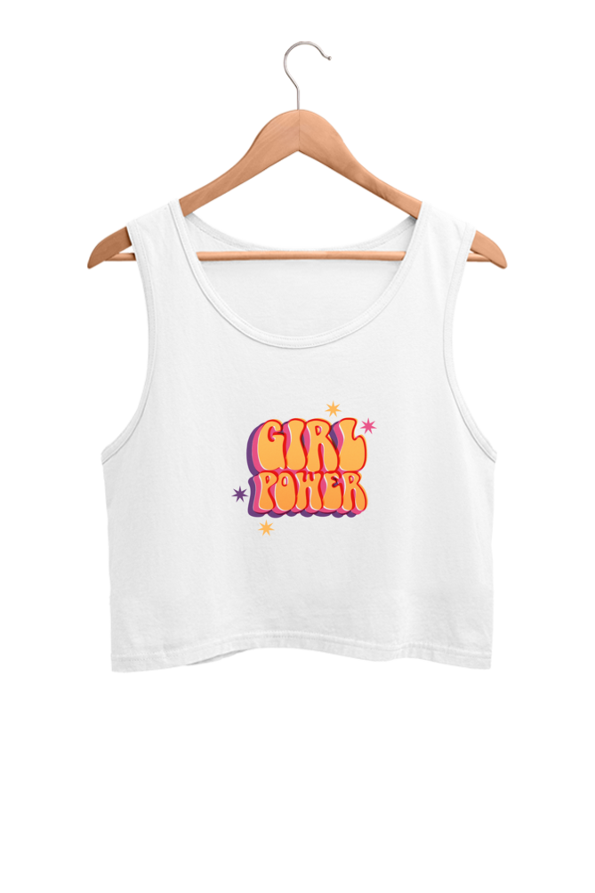 Vintage Girl Power Typographic - Crop Tank Tops