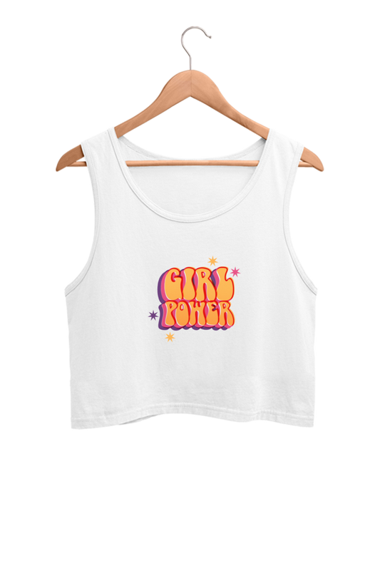 Vintage Girl Power Typographic - Crop Tank Tops