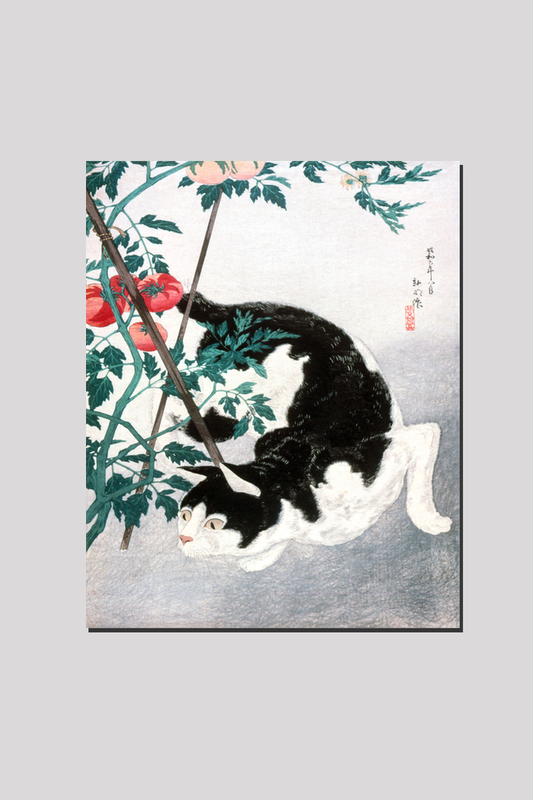 Cat with Tomato Plant (1931) by Hiroaki Takahashi (1871–1945)