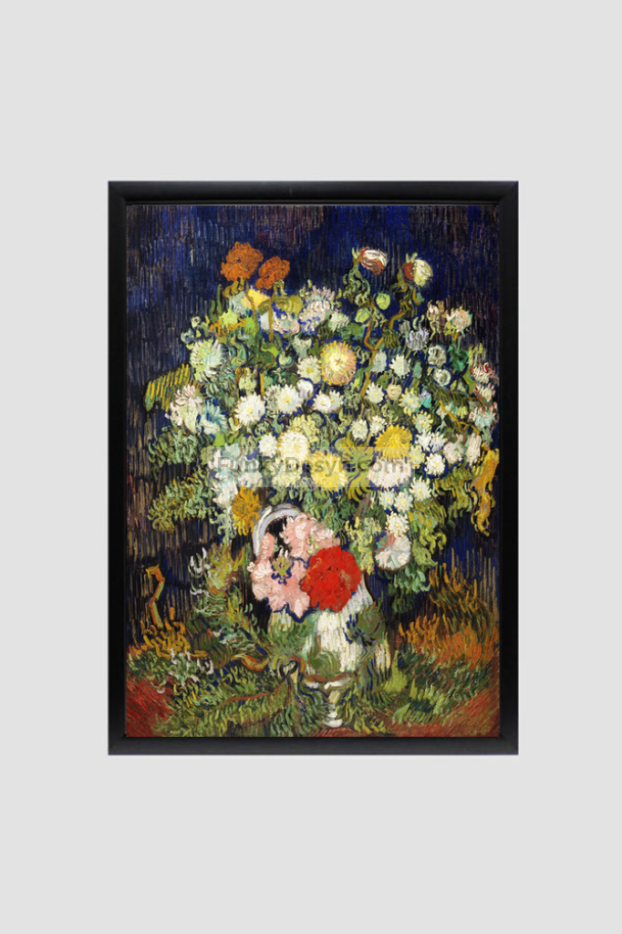 Bouquet Of Flowers In A Vase (1890) By Vincent Van Gogh 8.3X11.7 Inches/ Black Framed Poster