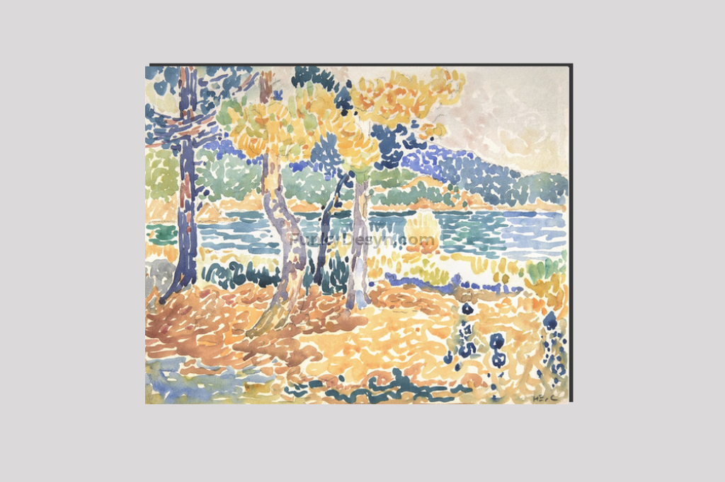 Pines on the Coastline (1856–1910) painting in high resolution by Henri-Edmond Cross.
