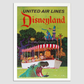 United Airlines Disneyland Vintage Travel Poster 8.3X11.7 Inches/ White Framed Decor