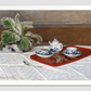 Claude Monets Still Life Tea Service (1872) 11.7X16.54 Inches/ White Framed Poster
