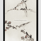 Three Birds Perched on Branches, One with Blossoms by Katsushika Hokusai
