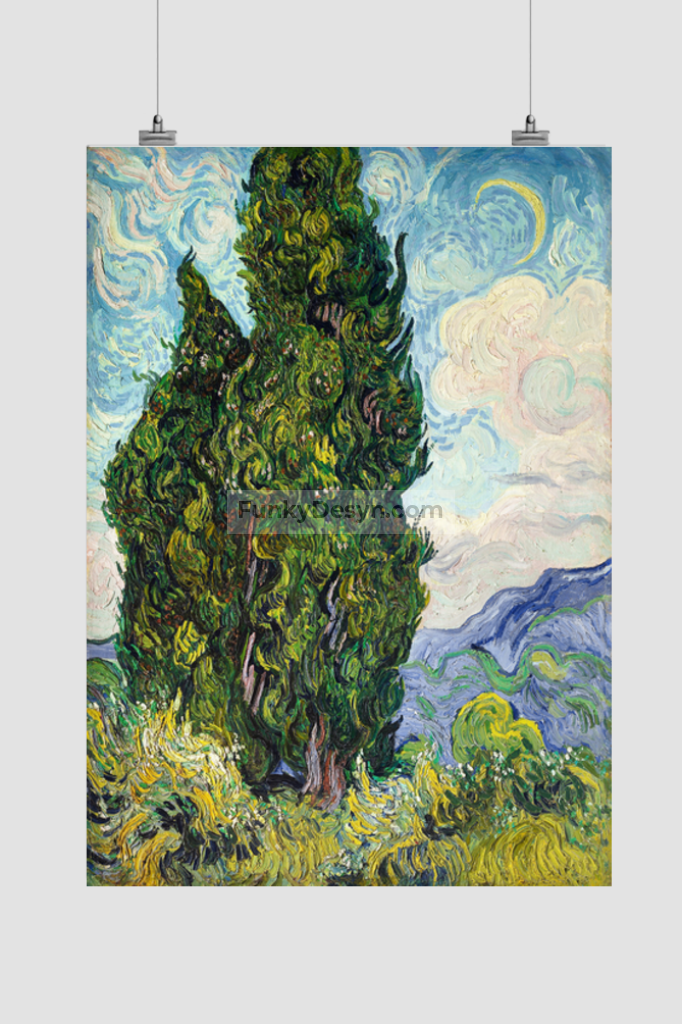 Cypresses (1889) By Vincent Van Gogh. 11.7X16.54 Inches/ Rolled Poster