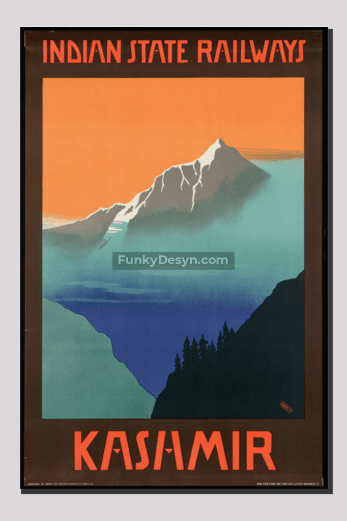 Vintage Kashmir Travel Poster 20X30 Inches/ Wrapped Canvas Decor