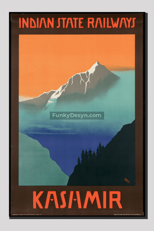 Vintage Kashmir Travel Poster 20X30 Inches/ Wrapped Canvas Decor