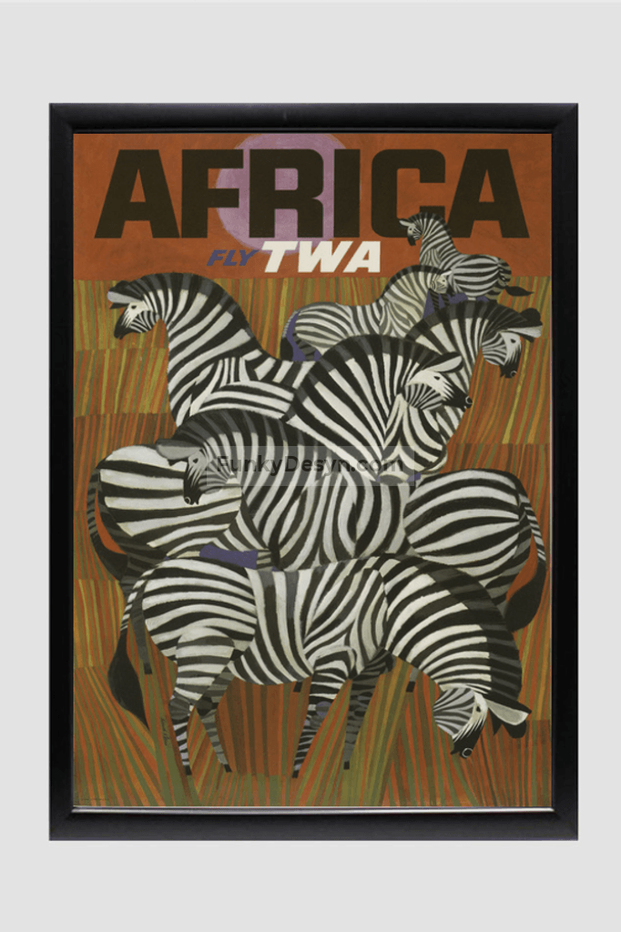 Africa Vintage Travel Poster 11.7X16.54 Inches/ Black Framed Decor