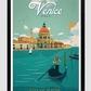 Venice Vintage Travel Poster 11.7X16.54 Inches/ Black Framed Decor