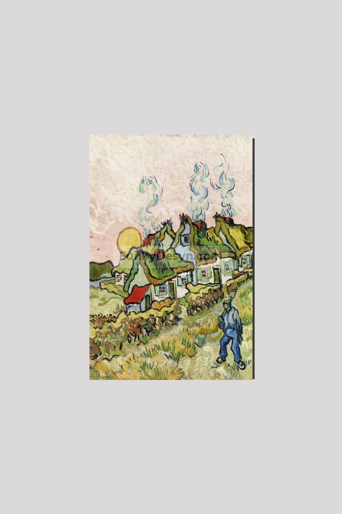 Houses And Figure (1890) By Vincent Van Gogh. 8X12 Inches/ Wrapped Canvas