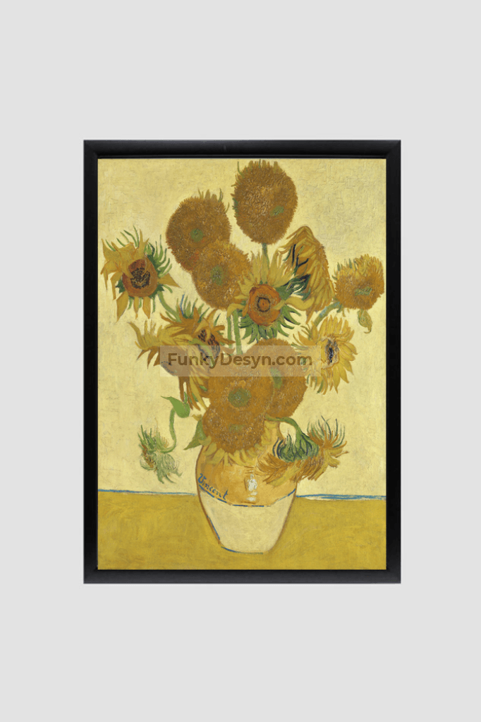 Vincent Van Goghs Sunflowers (1888) Famous Still Life Painting. 8.3X11.7 Inches/ Black Framed Poster