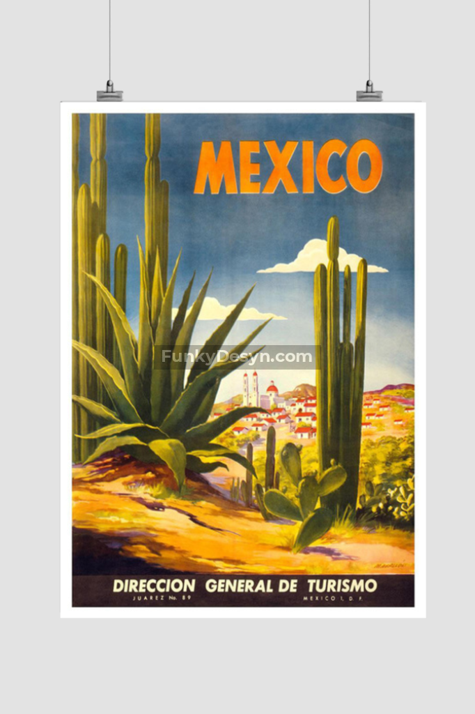 Direccion General De Turismo - Mexico Vintage Travel Poster 11.7X16.54 Inches/ Rolled Decor