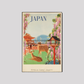 Visit Japan Vintage Travel Poster 8X12 Inches/ Wrapped Canvas Decor