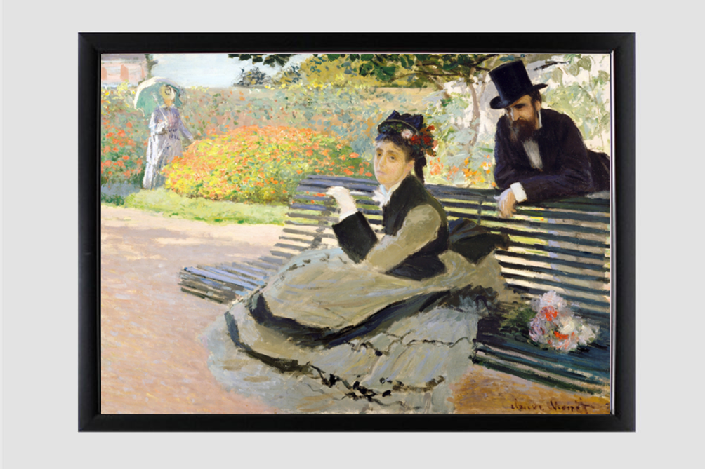 Camille Monet (1847–1879) on a Garden Bench (1873) by Claude Monet