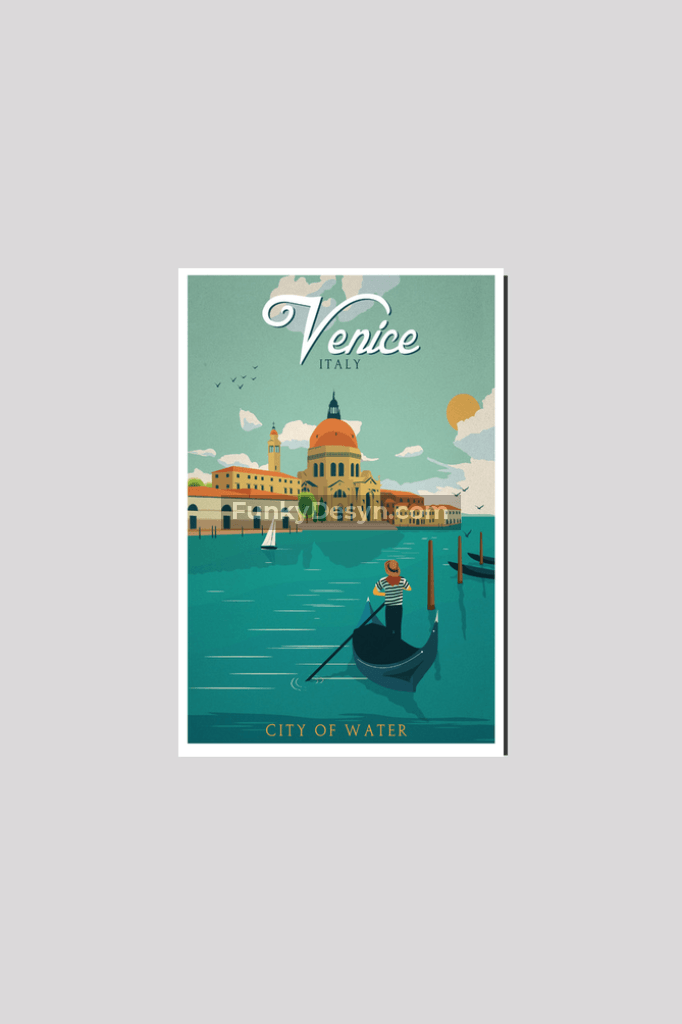 Venice Vintage Travel Poster 8X12 Inches/ Wrapped Canvas Decor
