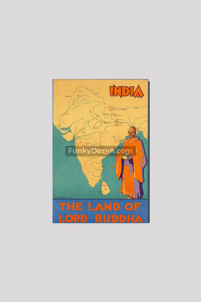 India- The Land Of Lord Buddha 8X12 Inches/ Wrapped Canvas Decor
