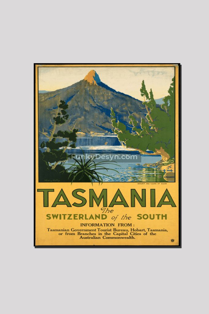 Vintage Tasmania Travel Poster 16X20 Inches/ Wrapped Canvas Decor