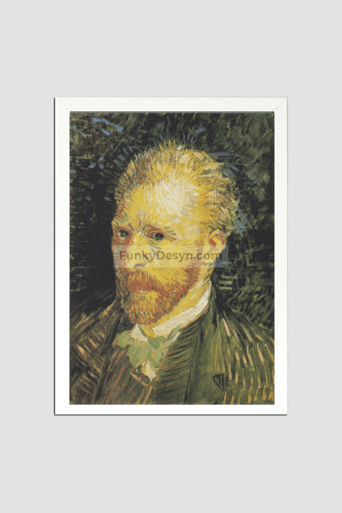 Vincent Van Goghs Self-Portrait (1887) Famous Painting 8.3X11.7 Inches/ White Framed Poster