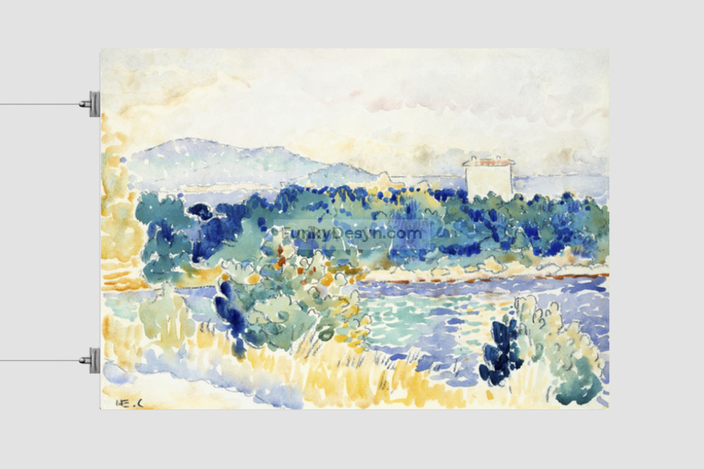 Mediterranean Landscape with a White House (1900–1905) painting  by Henri-Edmond