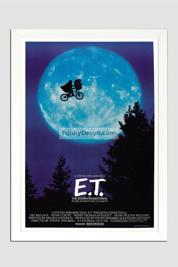 E.t. The Extra-Terrestrial - 1982 11.7X16.54 Inches/ White Framed Poster Decor