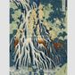 Shimotsuke Kurokami-Yama Kurifuri no Taki by Katsushika Hokusai (1760-1849) a traditional Japanese Ukyio-e style illustration of majestic Kirifuri Falls at Mount Kurokami in Shimosuke and sightseers