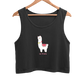 Black Cute Lama Black  - Crop Tank