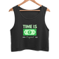 Black and Green Simple Time Is Money Crop Tank Top