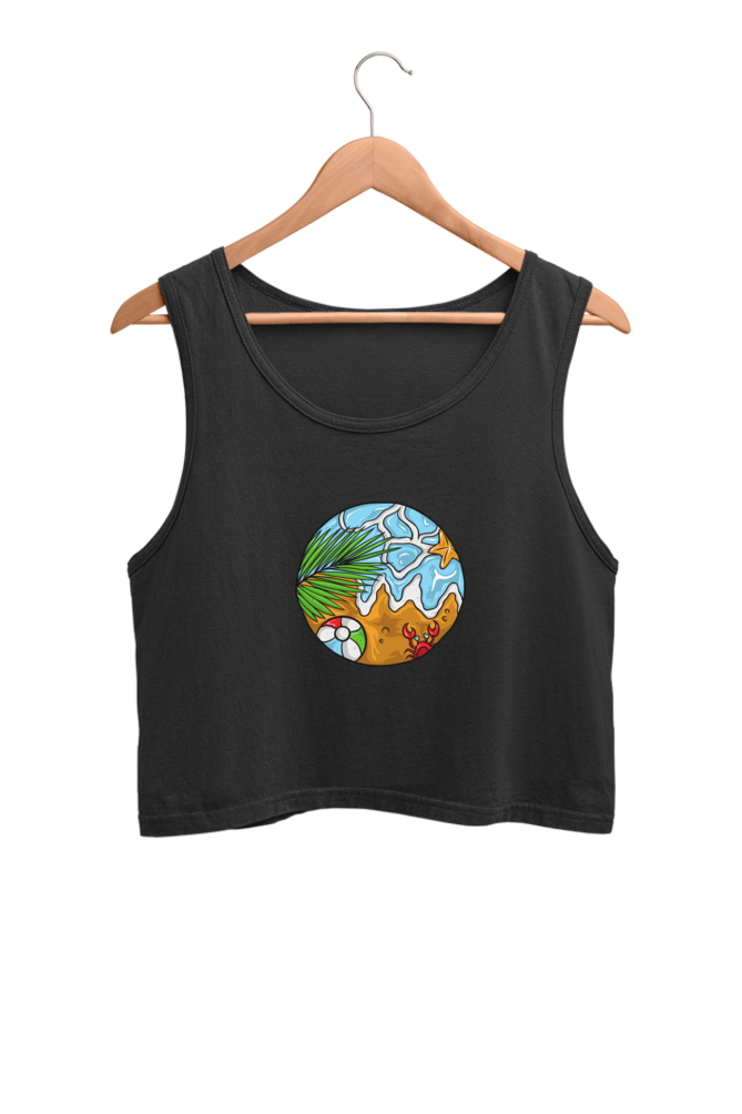 Minimal White Beach - Crop Tank Tops